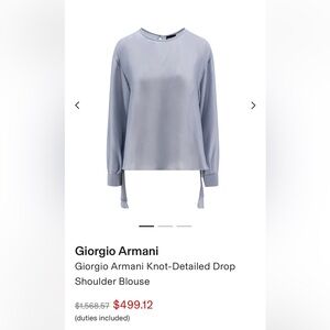 Giorgio Armani Knot-Detailed Drop
Shoulder Blouse.